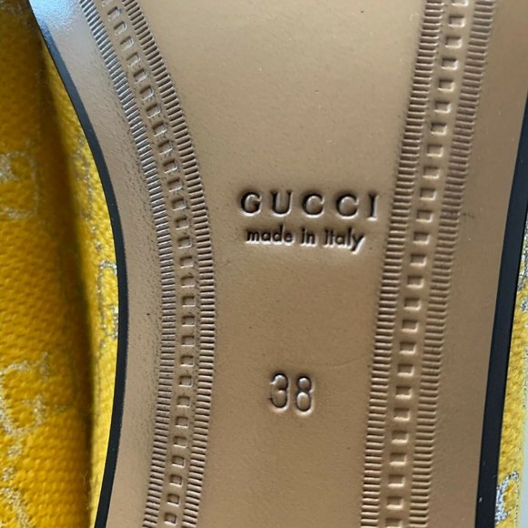 NIB! Gucci Jordaan Yellow Metallic GG Loafers - Picture 8 of 9